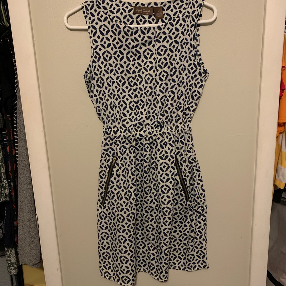 Navy and white dress